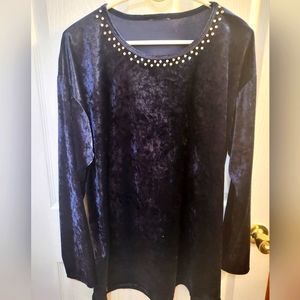 DARK BLUE VELVET TOP SIZE 2X